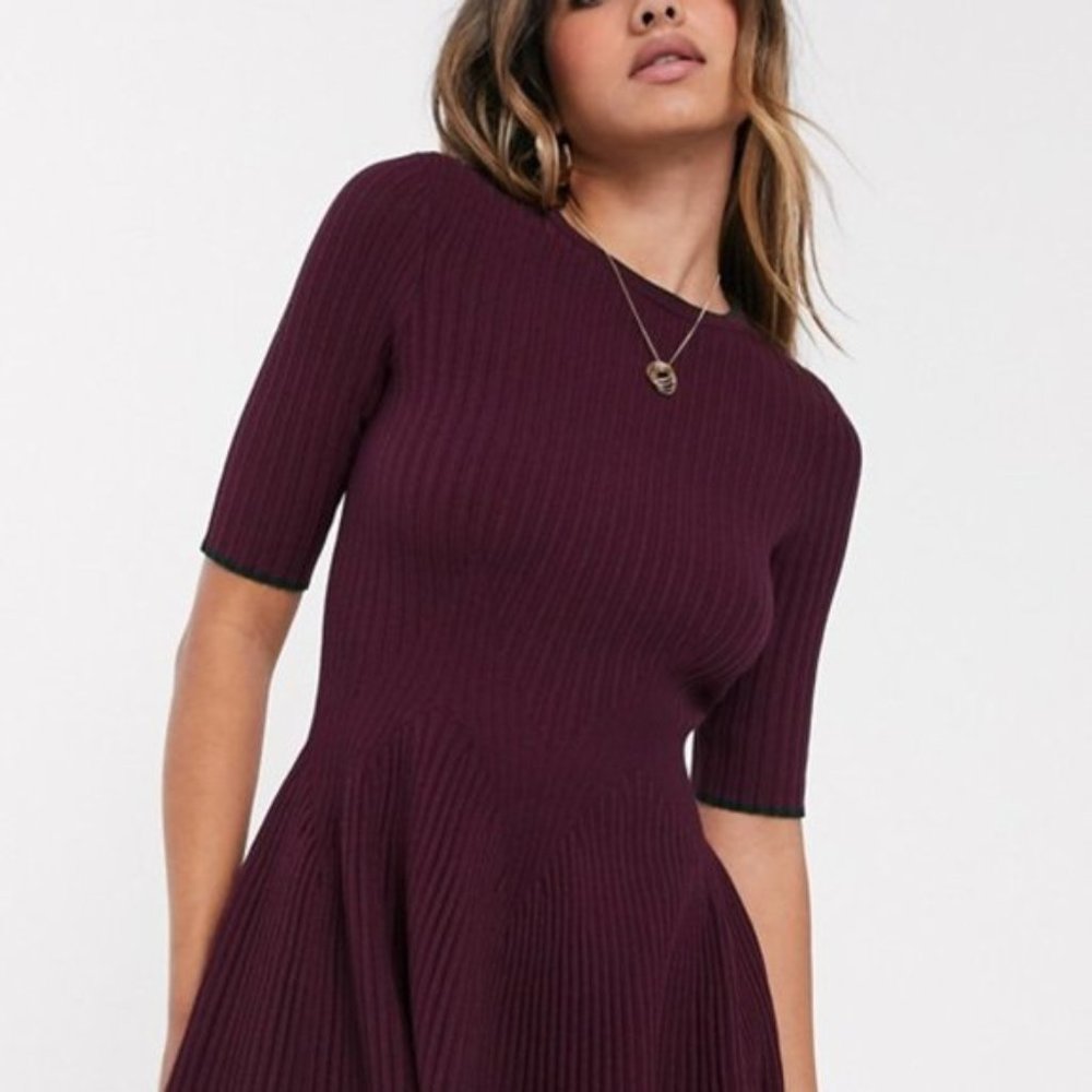 Ted Baker London Burgundy Mini Dress - Picture 2 of 10